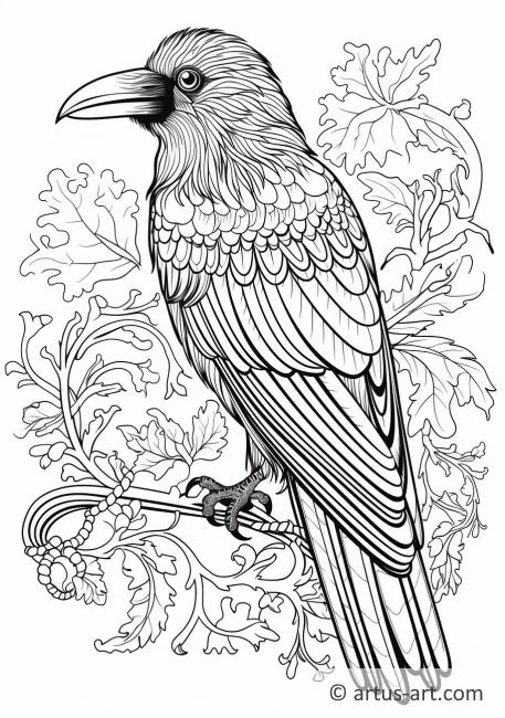 Página para colorear de cuervo para niños